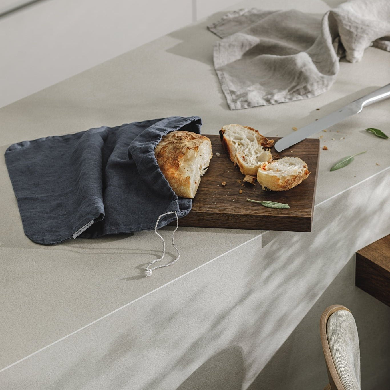 Linen Bread Bag – Midnight