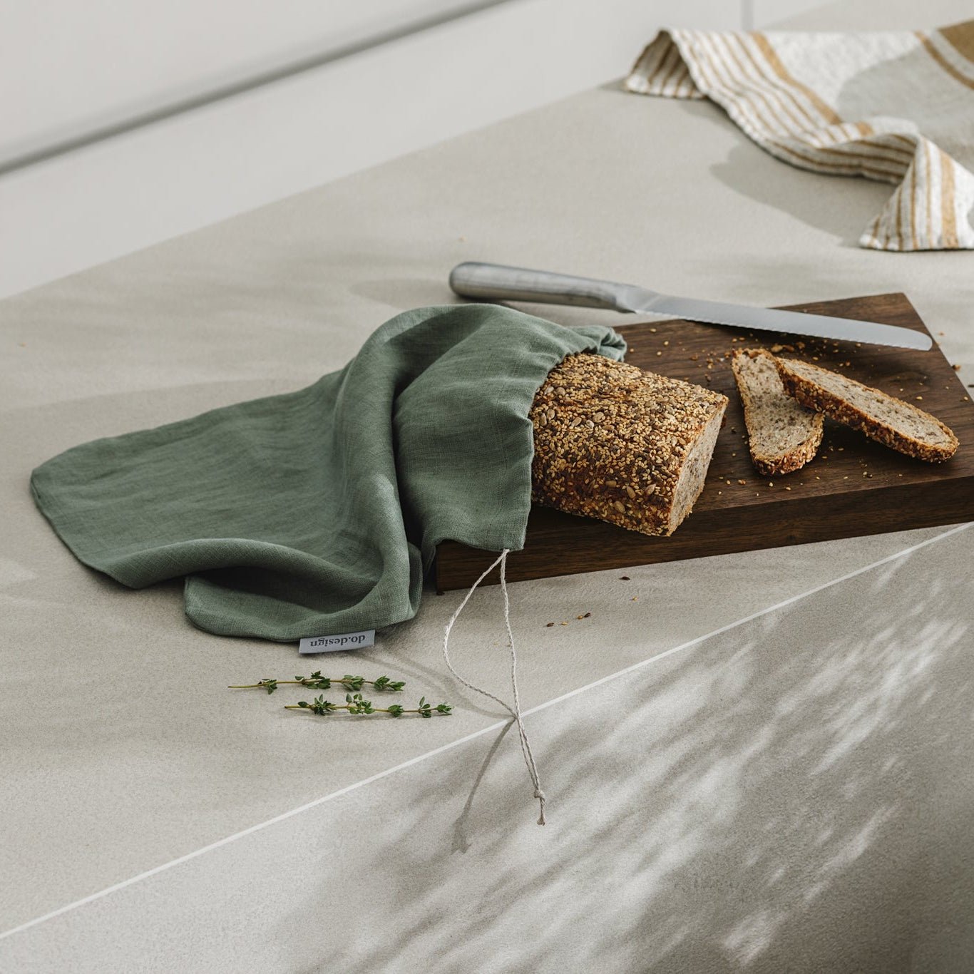 Linen Bread Bag – Nordic Moss