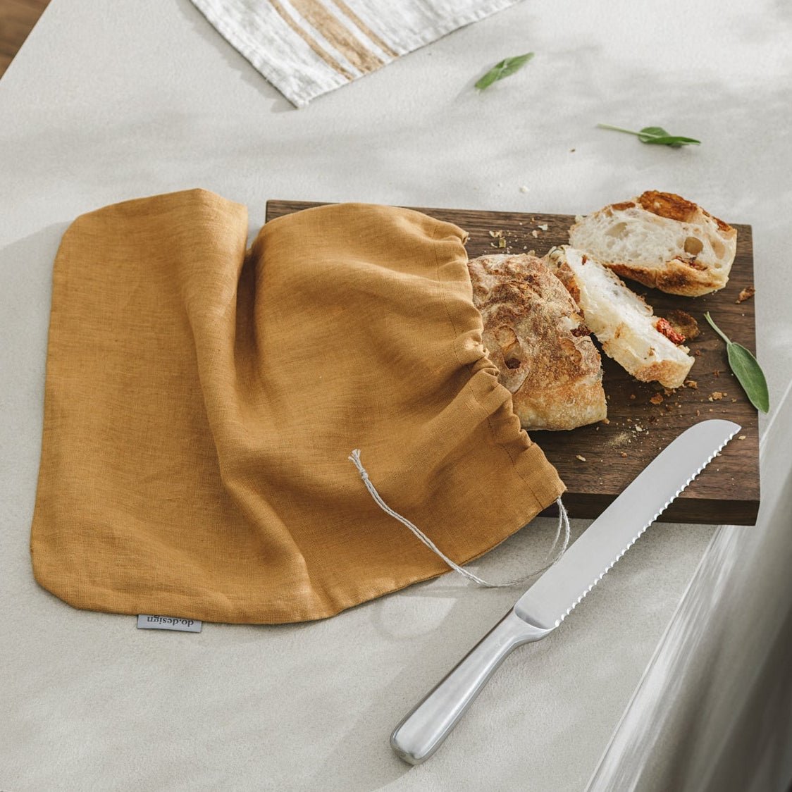 Linen Bread Bag – Caramel
