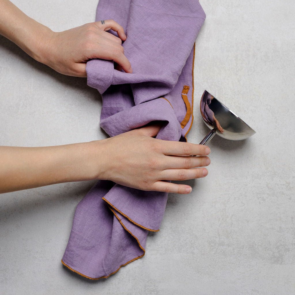 Linen Tea Towel – Lilac Fox