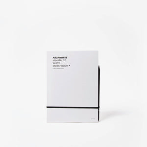 White sketchbook with black text on a white background, and a black pencil